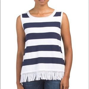 Sail to Sable Stripe Fringe Knit Tank